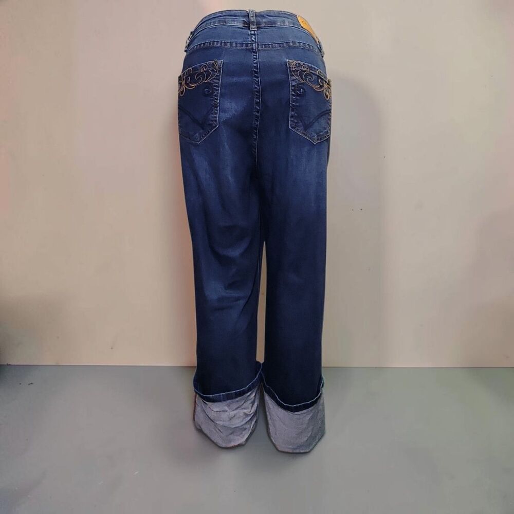Suzanne Betro Jeans sz 18 Wide Crop High Water Red Stitch - Picture 3 of 11